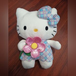 Hello Kitty Easter  Plush Toy with Pink and Blue Outfit